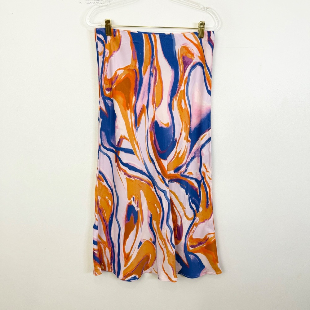 Anthropologie Abstract Watercolor Print Midi Skirt Size Small